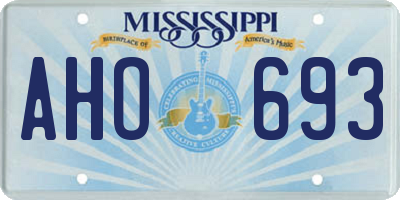 MS license plate AHO693