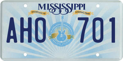 MS license plate AHO701