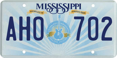 MS license plate AHO702