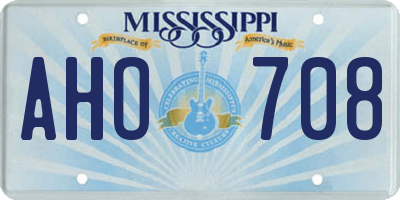 MS license plate AHO708