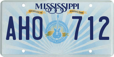 MS license plate AHO712