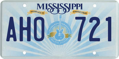 MS license plate AHO721