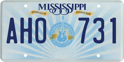 MS license plate AHO731