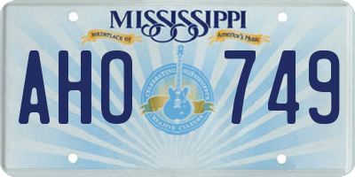 MS license plate AHO749