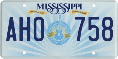 MS license plate AHO758