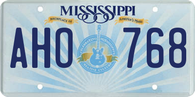 MS license plate AHO768