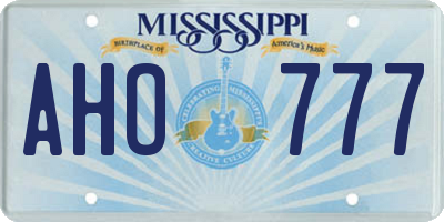 MS license plate AHO777
