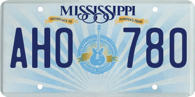 MS license plate AHO780