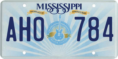 MS license plate AHO784