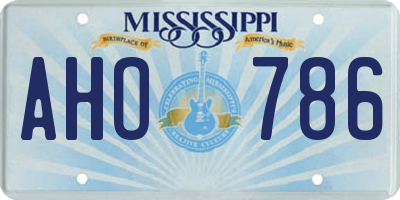 MS license plate AHO786