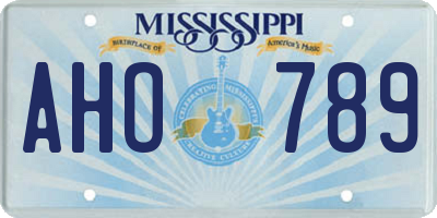 MS license plate AHO789