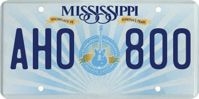 MS license plate AHO800