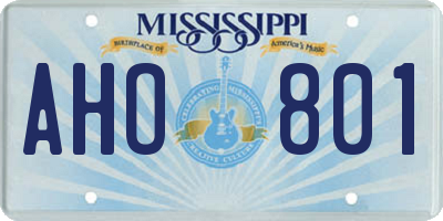 MS license plate AHO801