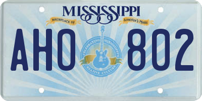 MS license plate AHO802