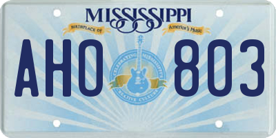 MS license plate AHO803