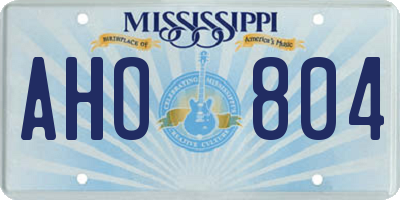 MS license plate AHO804