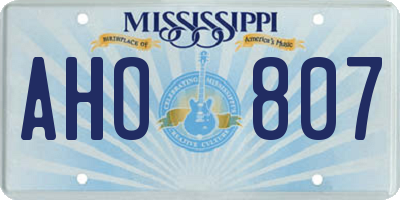 MS license plate AHO807