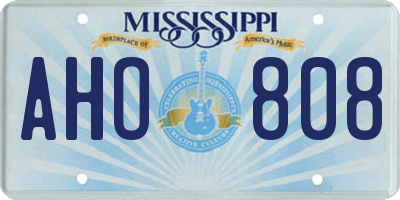 MS license plate AHO808