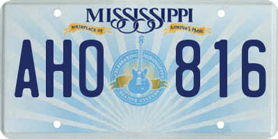 MS license plate AHO816