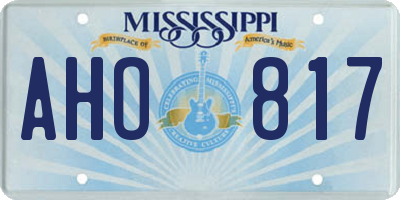 MS license plate AHO817