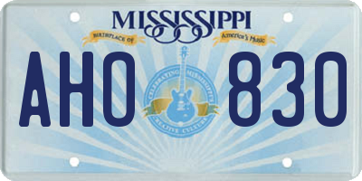 MS license plate AHO830
