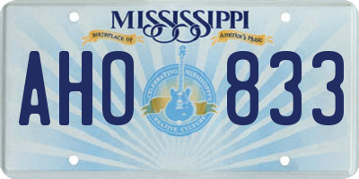 MS license plate AHO833