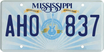 MS license plate AHO837