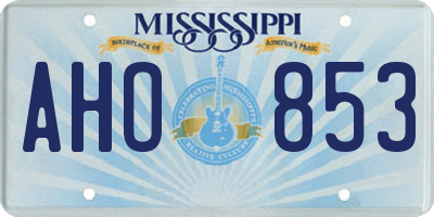 MS license plate AHO853