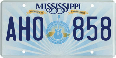 MS license plate AHO858