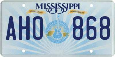 MS license plate AHO868
