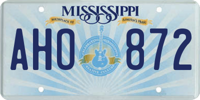 MS license plate AHO872