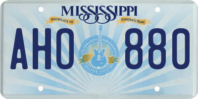 MS license plate AHO880