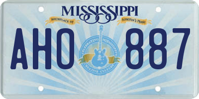 MS license plate AHO887
