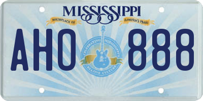 MS license plate AHO888