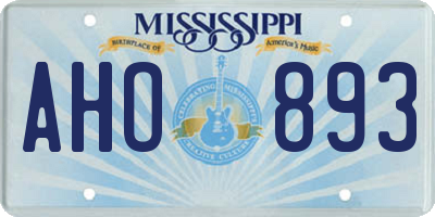 MS license plate AHO893