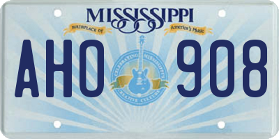 MS license plate AHO908
