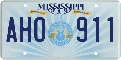 MS license plate AHO911