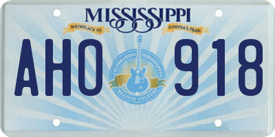 MS license plate AHO918