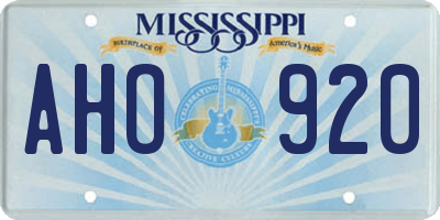 MS license plate AHO920