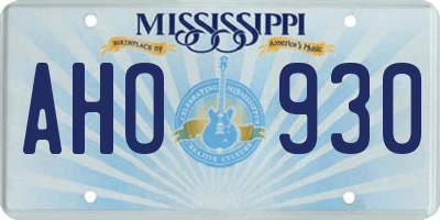 MS license plate AHO930