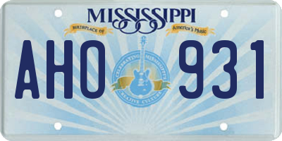 MS license plate AHO931
