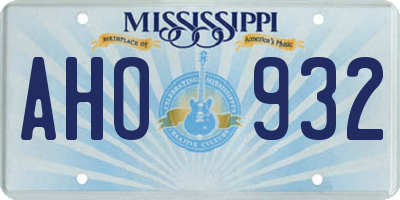 MS license plate AHO932