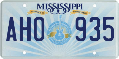 MS license plate AHO935