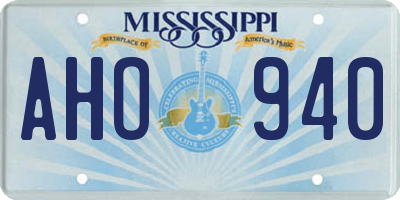 MS license plate AHO940