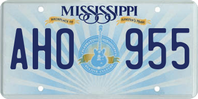 MS license plate AHO955