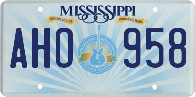 MS license plate AHO958