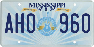 MS license plate AHO960