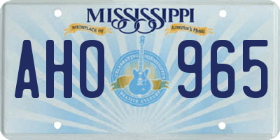 MS license plate AHO965