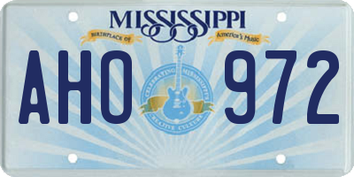 MS license plate AHO972