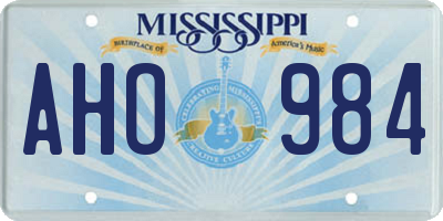 MS license plate AHO984